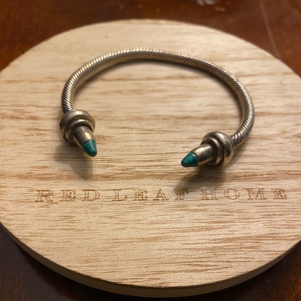 Silver Cable Bangle - Teal - image 2